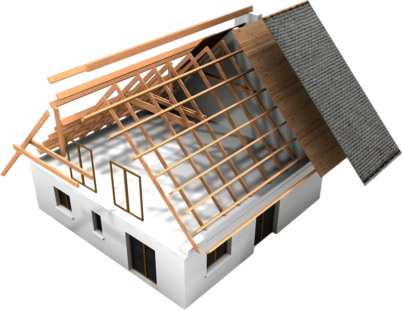 3D model of house construction framework.